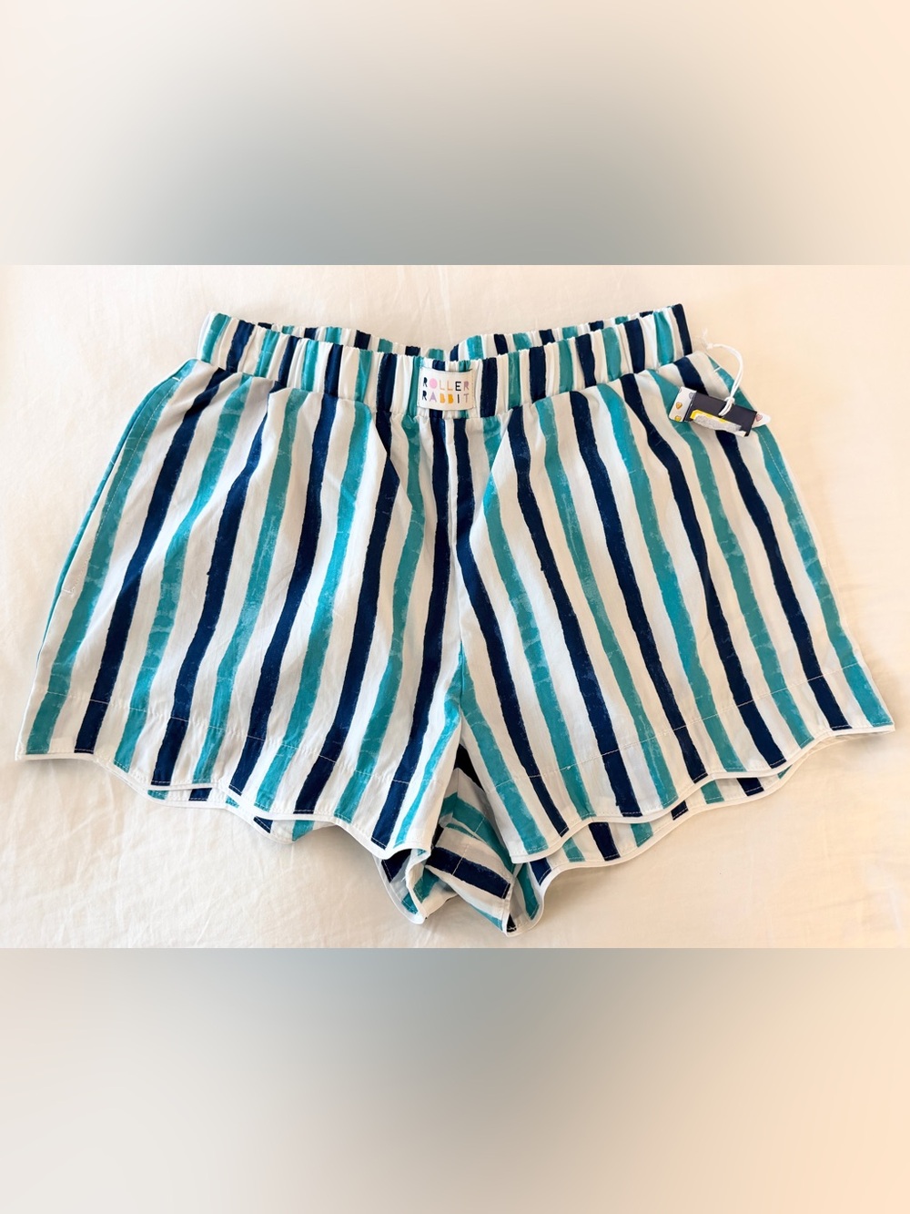 Roller Rabbit x Target Striped Pull On Shorts Blue White Teal NWT Size Small